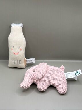 Meri Meri Milk Baby Rattle and Best Years Crochet Elephant Lot